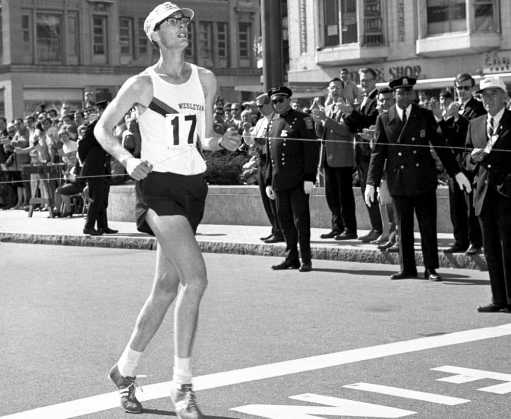 Amby Burfoot wins the Boston Marathon in 1968. (Photo by Jeff Johnson)
