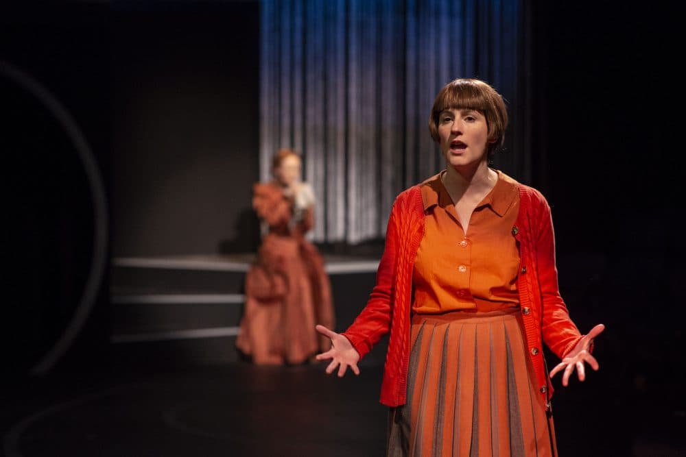 Amanda Collins as Cecilia Payne (foreground) with Sarah Oakes Muirhead as Henrietta Swan Leavitt in “The Women Who Mapped the Stars.” (Courtesy A.R. Sinclair Photography)