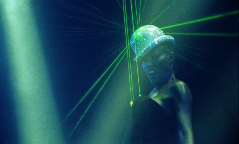 Grace Jones during a performance, captured in the documentary &quot;Grace Jones: Bloodlight and Bami.&quot; (Courtesy Kino Lorber)