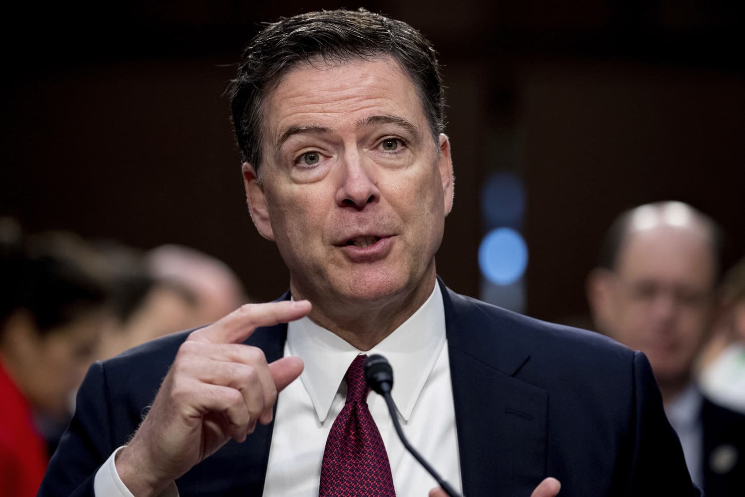 Former FBI Director James Comey speaks during a Senate Intelligence Committee hearing on Capitol Hill on June 8, 2017, in Washington. (Andrew Harnik/AP)
