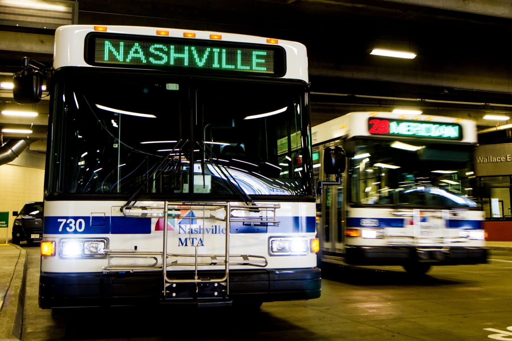 Buses pull through the Music City Central transit station in Nashville, Tenn., in 2013. (Erik Schelzig/AP)
