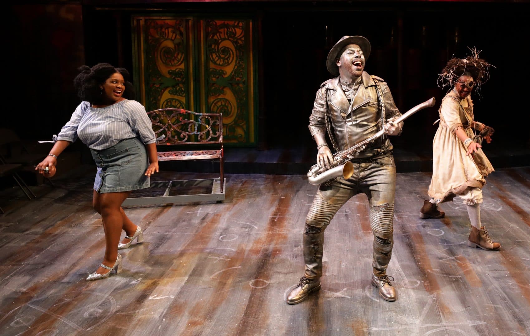 Salome Smith, Steven Martin and Elle Borders in "The Wiz." (Courtesy Mark S. Howard/Lyric Stage Company)
