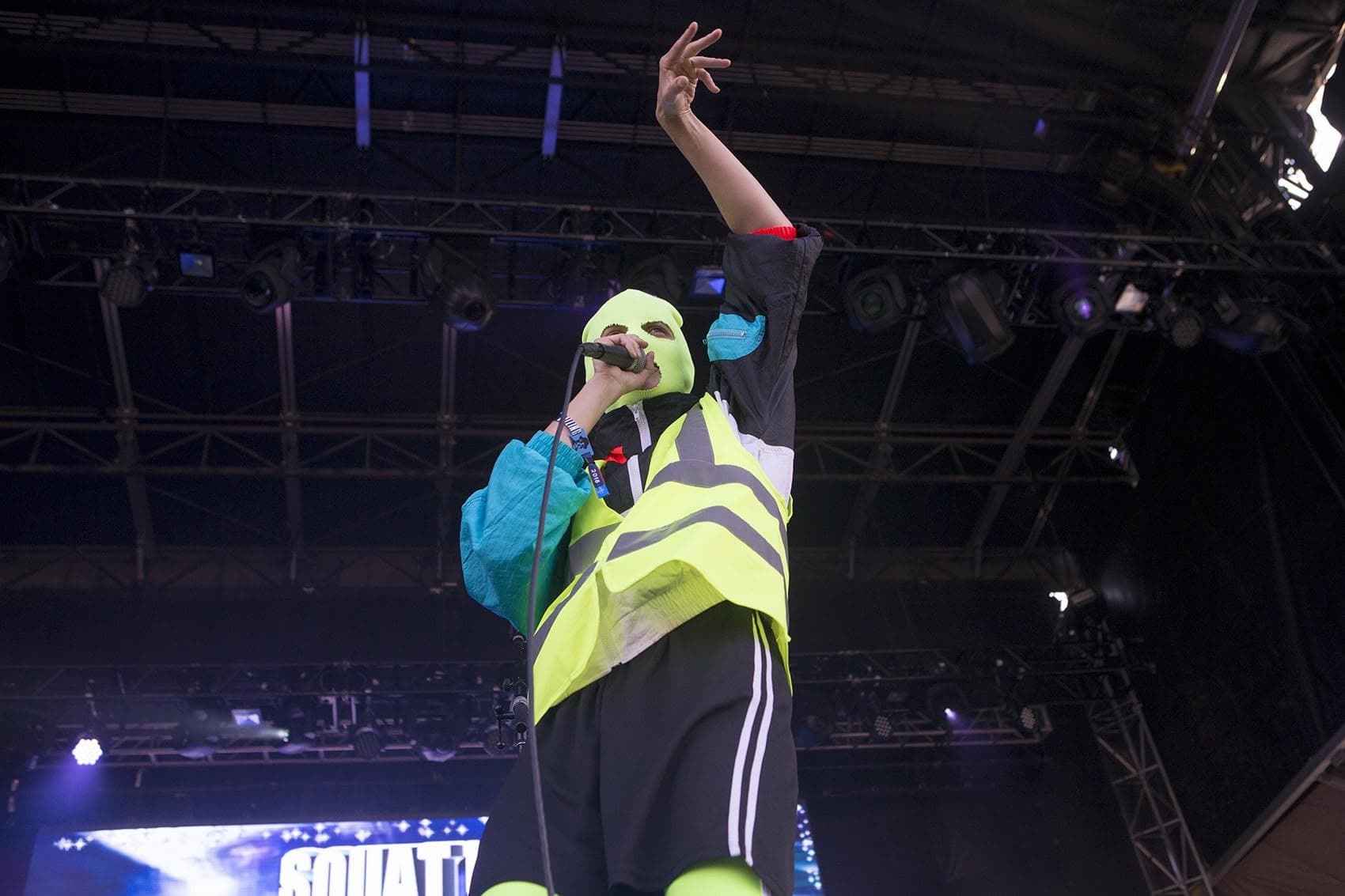 Pussy Riot performs at Boston Calling Friday evening. (Jesse Costa/WBUR)