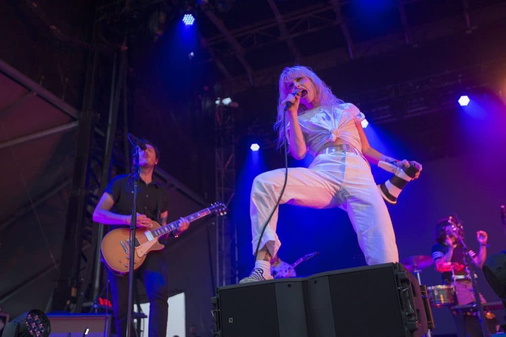Hayley Williams performs with Paramore the first night of Boston Calling. (Jesse Costa/WBUR)