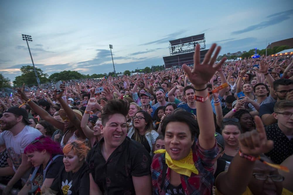 The crowd gets into Paramore. (Jesse Costa/WBUR)