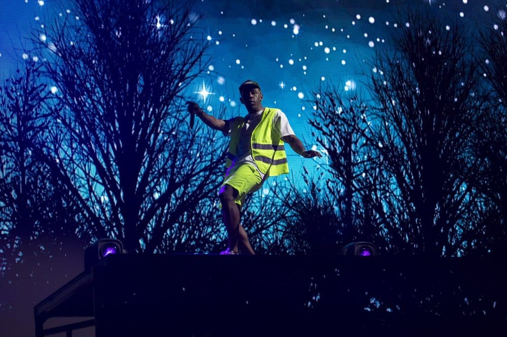 Tyler, The Creator performs Saturday night. (Jesse Costa/WBUR)