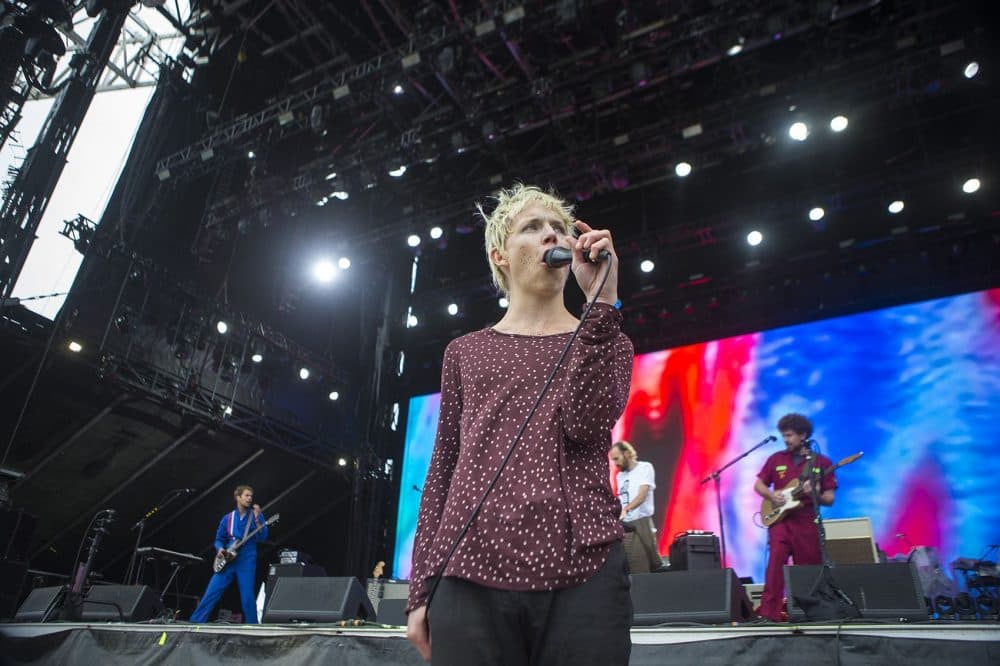 Nick Allbrook performs with the Australian psych-rock band Pond. (Jesse Costa/WBUR)