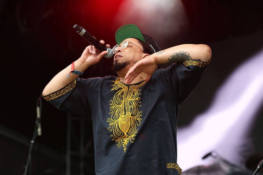 Moe Pope, of STL GLD, performs at Boston Calling. (Hadley Green for WBUR)