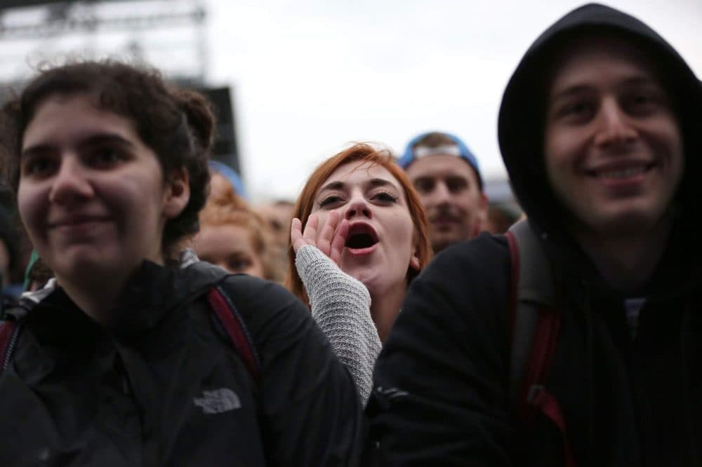 Fans cheer for The Decemberists at Boston Calling. (Hadley Green for WBUR)