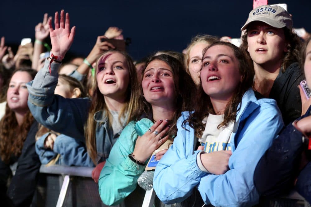 Fans cheer for Khalid at Boston Calling. (Hadley Green for WBUR)