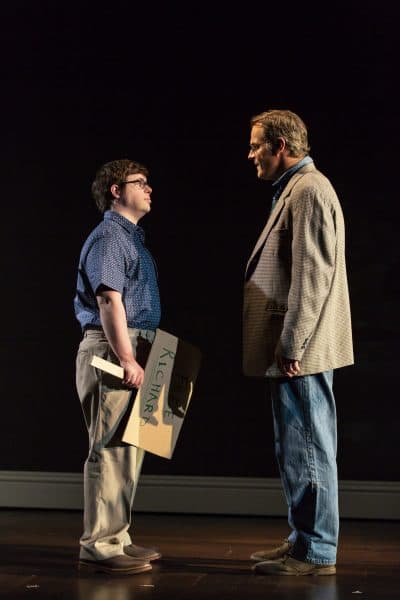 Nolan James Tierce as Daniel and Josh Stamberg as Arthur Miller. (Courtesy T. Charles Erikson/Huntington Theatre Company)
