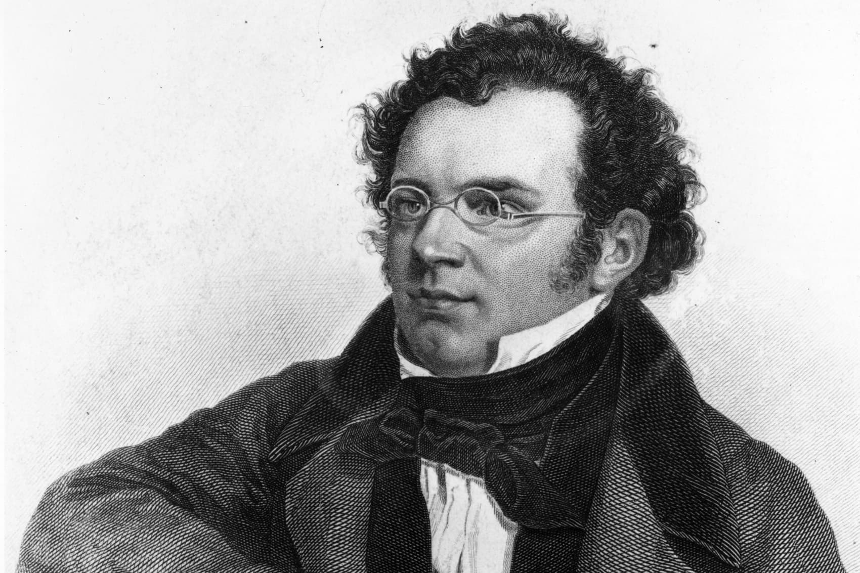 An 1820s engraving of Austrian composer Franz Peter Schubert, by Weger. (Rischgitz/Getty Images)