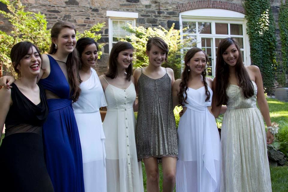 Producer Anna (third from right) at her senior prom in New York.