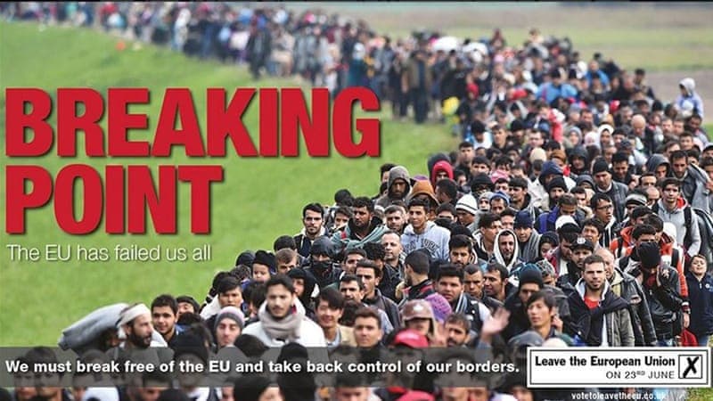 The poster warns against immigration.