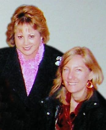 Darcie, left, wearing a brooch, is pictured with the author in 2006. (Courtesy)