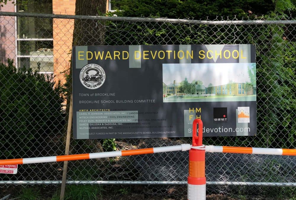 For now, Brookline's Edward S. Devotion School is under construction. (Max Larkin/WBUR)