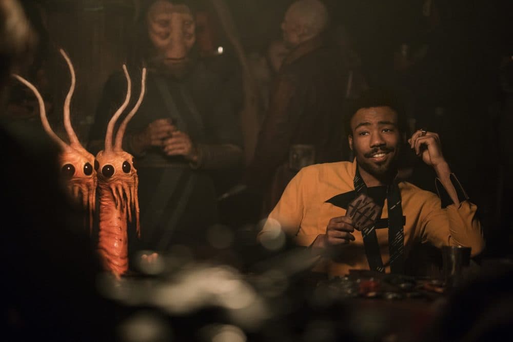 Donald Glover, right, as Lando Calrissian in &quot;Solo: A Star Wars Story.&quot; (Courtesy Lucasfilm)