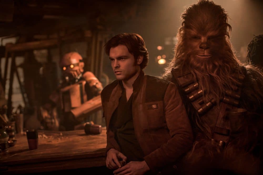 Alden Ehrenreich as Han Solo with Joonas Suotamo as Chewbacca in &quot;Solo: A Star Wars Story.&quot; (Courtesy Lucasfilm)