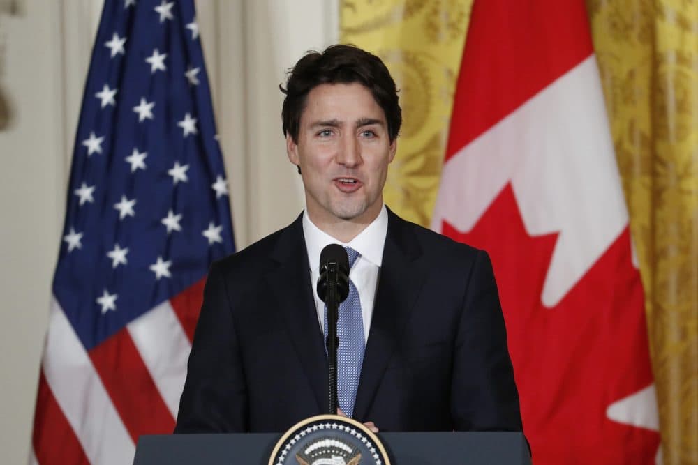 President Donald Trump and Canadian Prime Minister Justin Trudeau during a joint news conference in the East Room of the White House in Washington, Monday, Feb. 13, 2017. (Pablo Martinez Monsivais/AP)