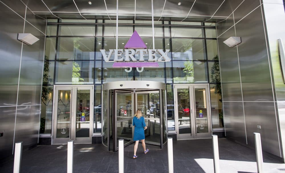 The entrance of the Vertex headquarters in the Seaport District of Boston (Jesse Costa/WBUR)