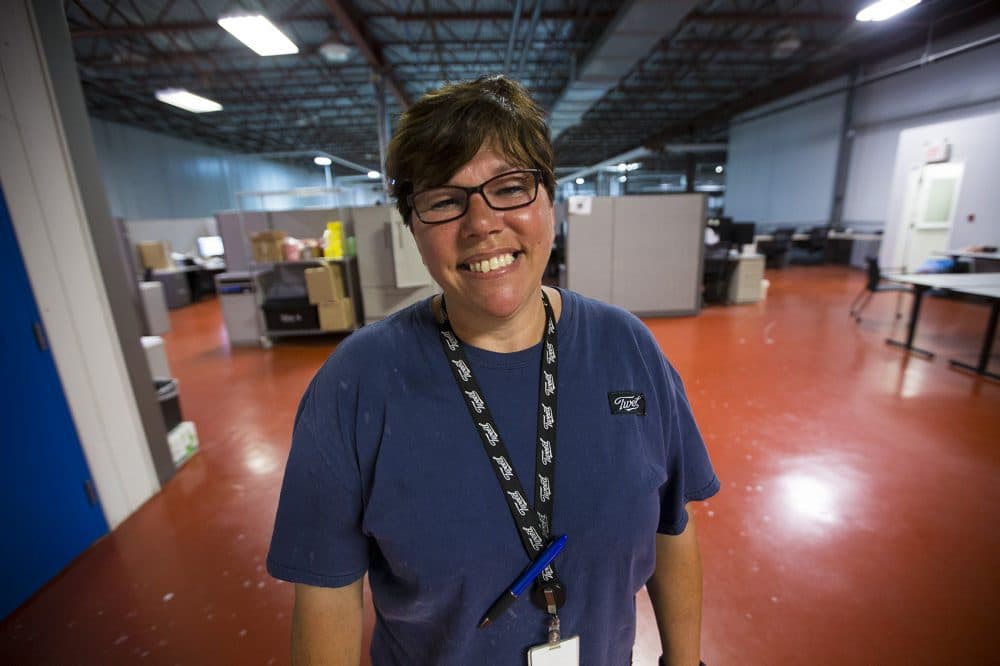 Nancy Evoy worked in the plant for 12 years when it was run by the The Hershey Company. Coming to Canopy was something of a homecoming. (Jesse Costa/WBUR)