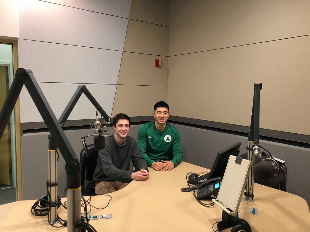 Bian and I in the studio at WBUR. (Martin Kessler/Only A Game)