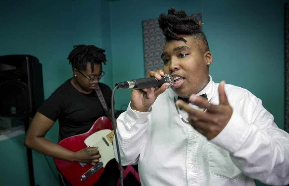 Rapper and music producer Billy Dean Thomas at Pink Noise in Somerville. (Robin Lubbock/WBUR)