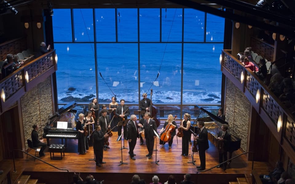 A Far Cry with Peter Serkin and David Deveau at Rockport Chamber Music Festival's opening night in 2013. A Far Cry performs on July 7 this year. (Courtesy Rockport Music)