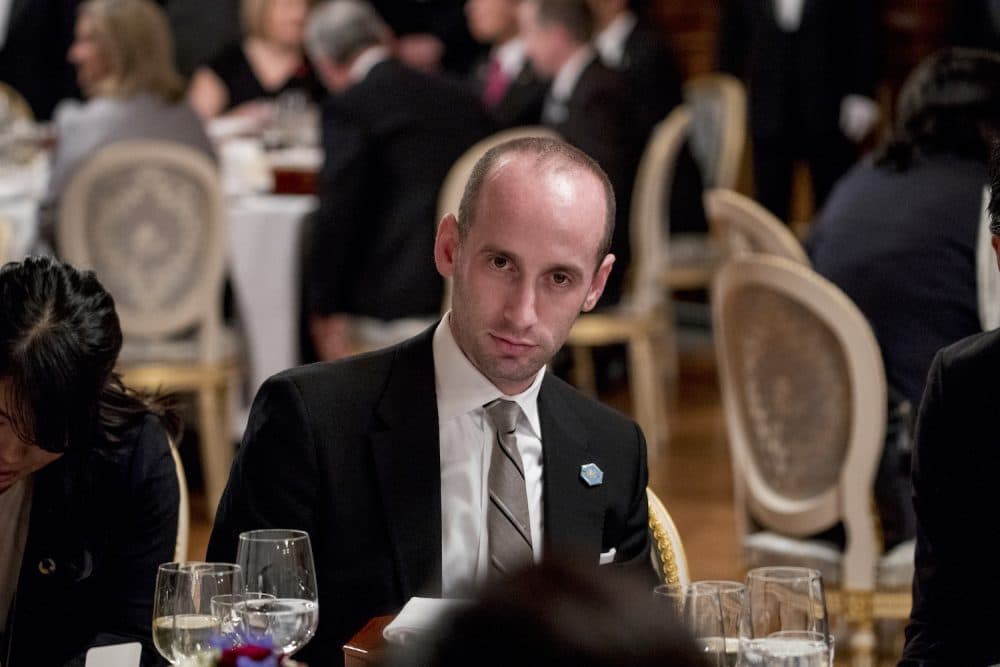 President Donald Trump's White House Senior Adviser Stephen Miller arrives for a state dinner for President Donald Trump and Japanese Prime Minister Shinzo Abe the Akasaka Palace, Monday, Nov. 6, 2017, in Tokyo. (Andrew Harnik/AP)