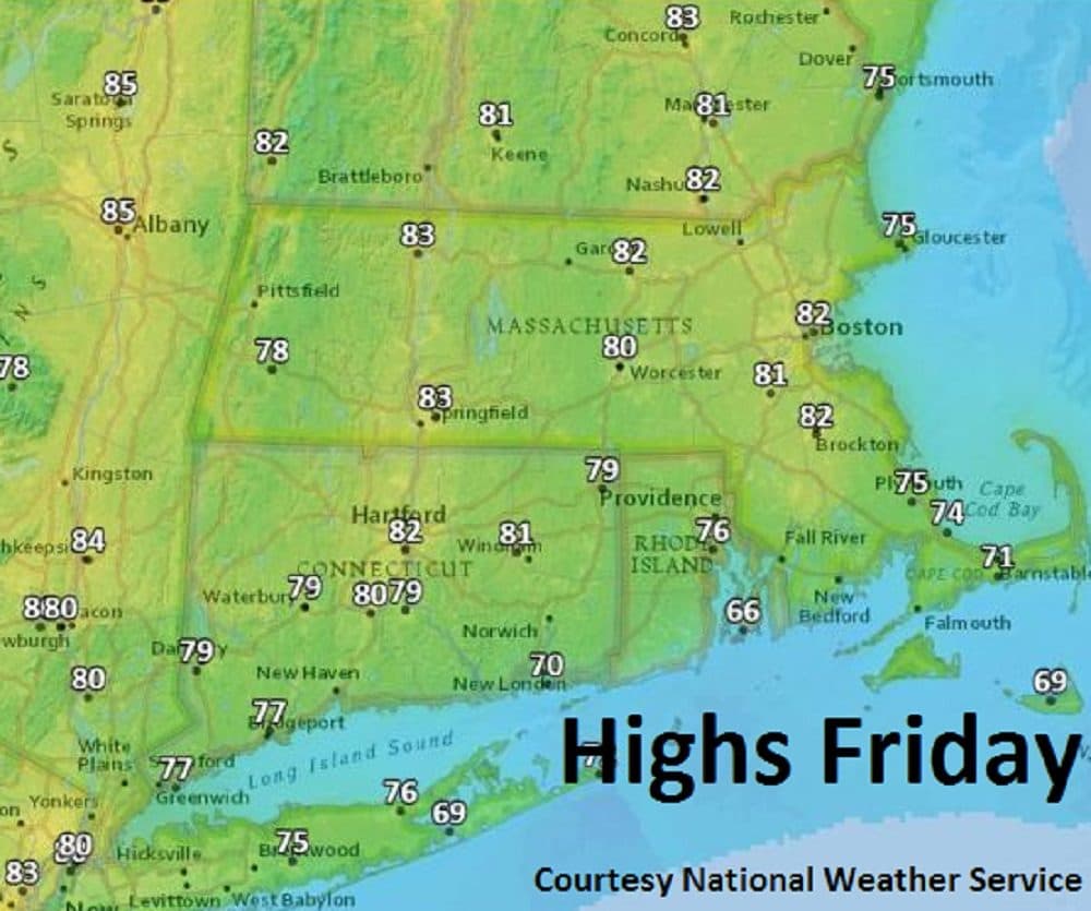 The highs on Friday, June 1, 2018.