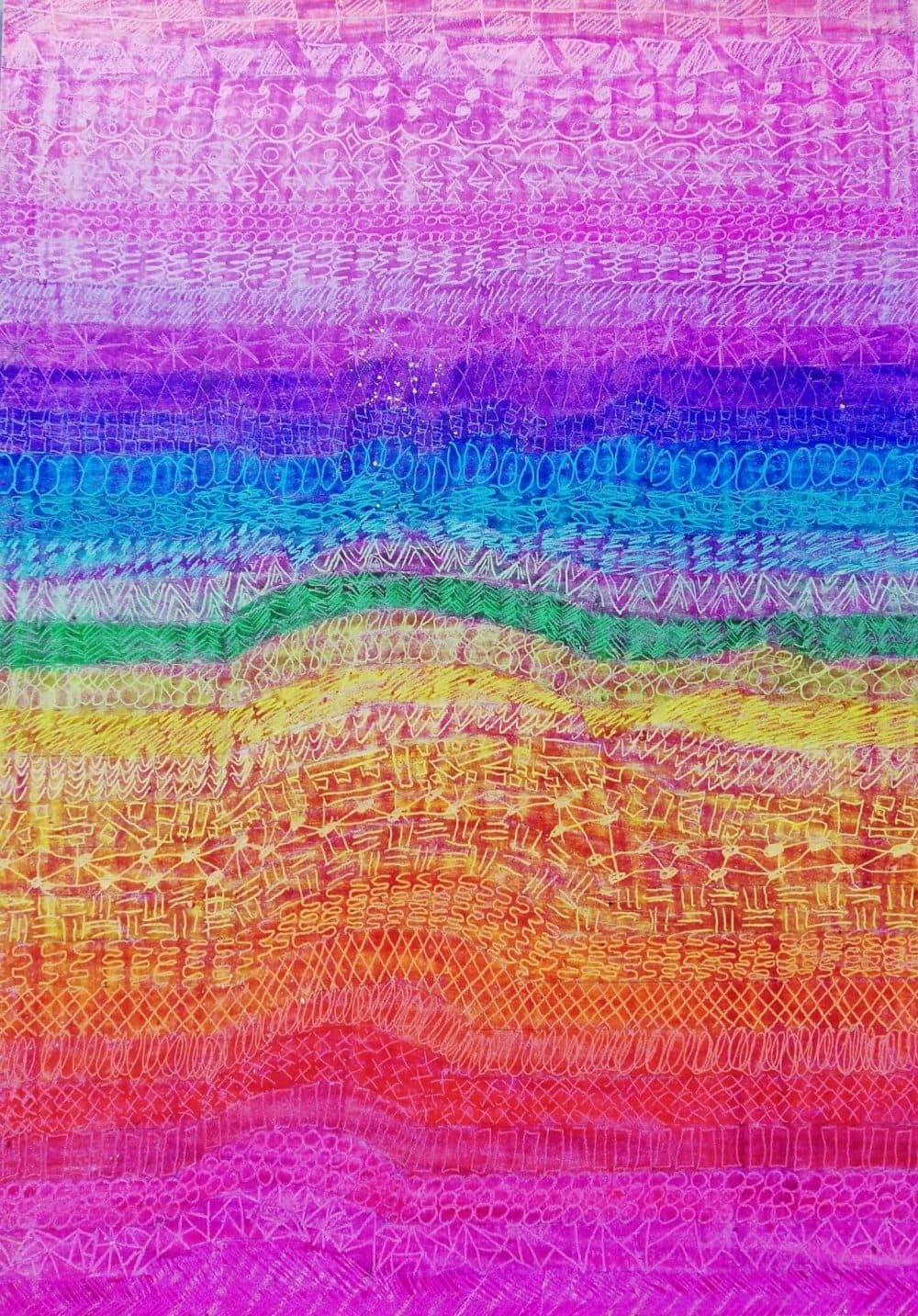 Rainbow 3D hand, crayon, 8 x 11&quot; by u/TheRainbowFairy