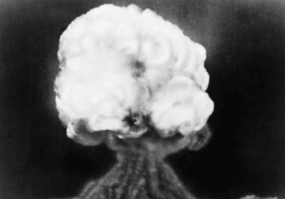 This July 16, 1945 photo, shows the mushroom cloud of the first atomic explosion at Trinity Test Site, New Mexico. (AP Photo)