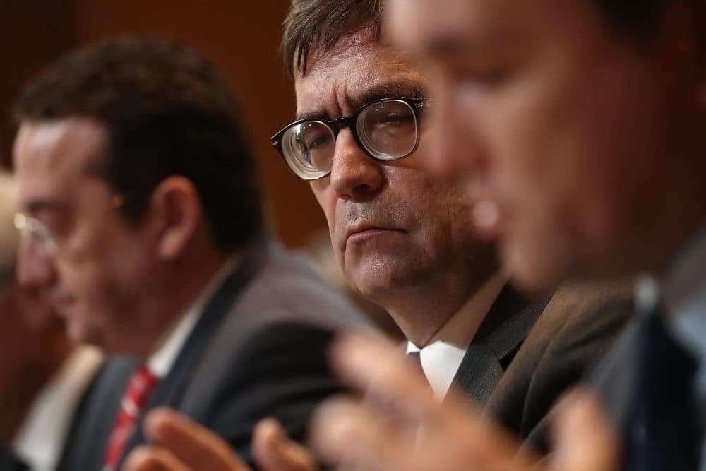 Piotr Wilczek (center), Poland's ambassador to the U.S., listens as Ukrainian Minister for Foreign Affairs Pavlo Klimkin testifies before the Senate State, Foreign Operations and Related Programs Subcommittee, March 7, 2017 in Washington, D.C. Senators held the hearing to develop a broader understanding of Russia's policies and intentions toward specific countries in Europe. (Win McNamee/Getty Images)