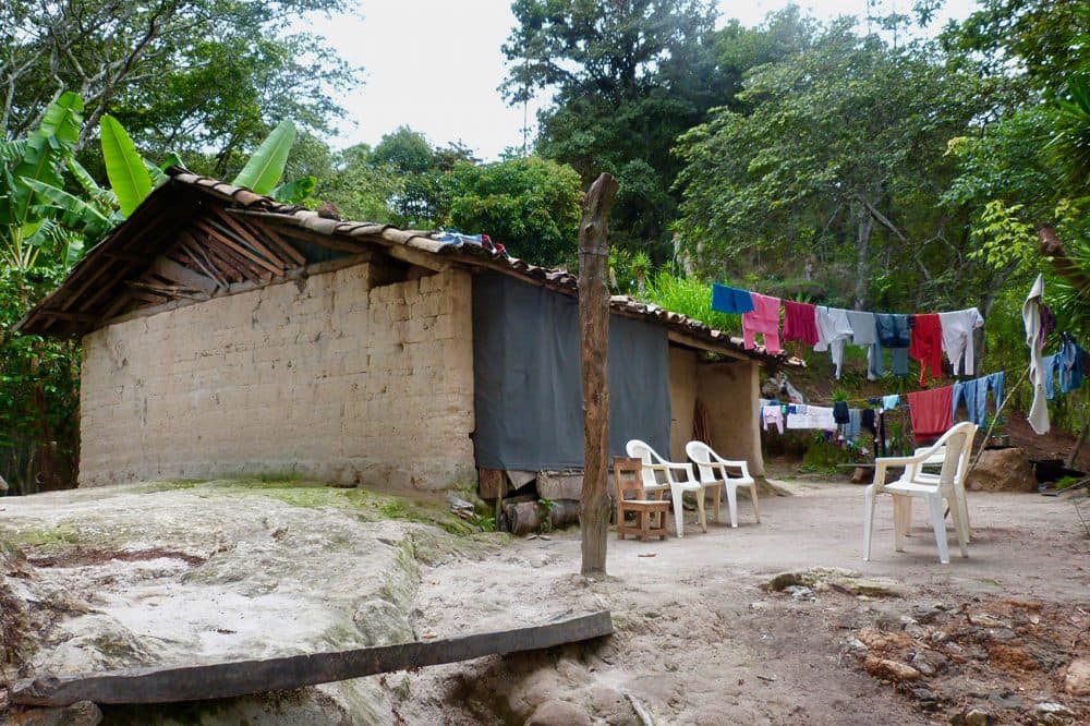 The Rodriguez home sits atop a cliff near the town of El Sause, Honduras. (Karyn Miller-Medzon/Here &amp; Now)