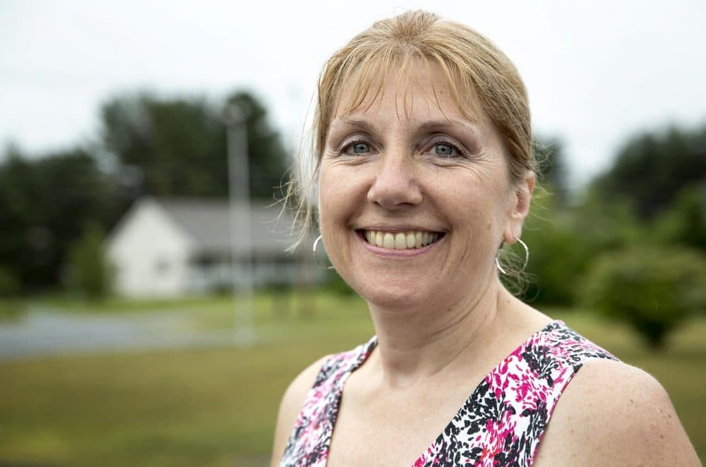 Brenda Anderson, administrative assistant for the police department in Orange, helped coordinate logistics for the filming. (Robin Lubbock/WBUR)