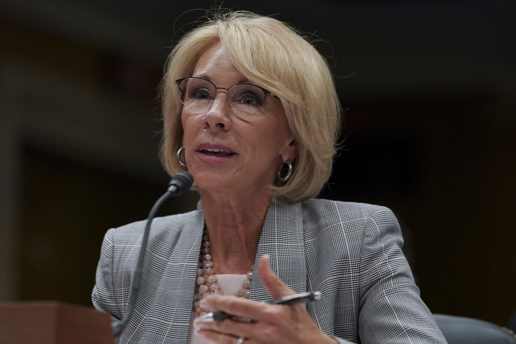 Education Secretary Betsy DeVos testifies during a Senate Subcommittee on Labor, Health and Human Services, Education, and Related Agencies Appropriations hearing to review the Fiscal Year 2019 funding request and budget justification for the U.S. Department of Education on Capitol Hill in Washington, Tuesday, June 5, 2018. (Carolyn Kaster/AP)