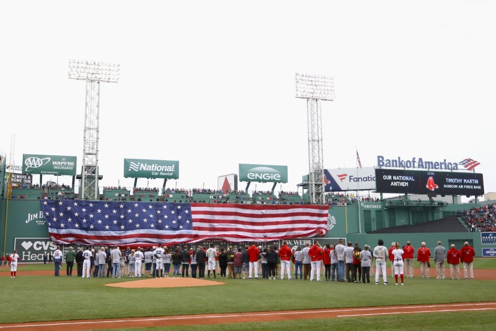 This Memorial Day, the Red Sox unfurled an American flag over the Green Monster. (Omar Rawlings/Getty Images)