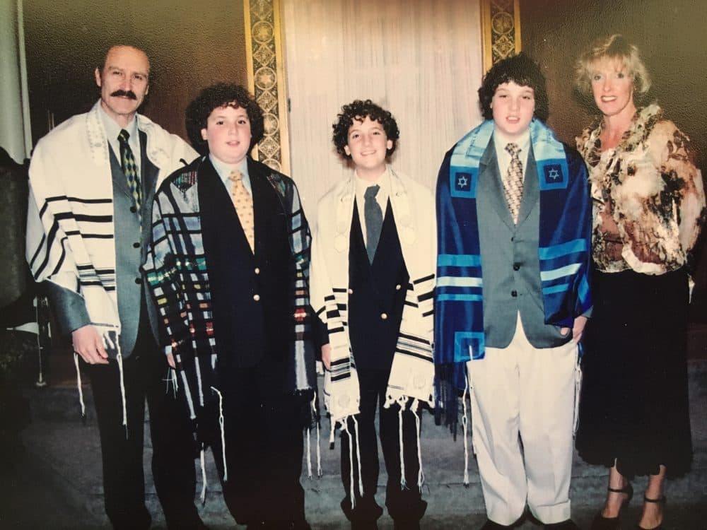 My family at our b'nai mitzvah ceremony (b'nai is plural for bar). From the left, my father Ivor, my brother Ian, myself, my brother Justin and my mother Susan. (Courtesy Kaplan family)