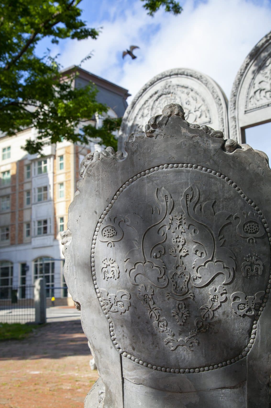 A closeup of one of Liz Glynn's chairs in cast concrete. (Courtesy of the artist)