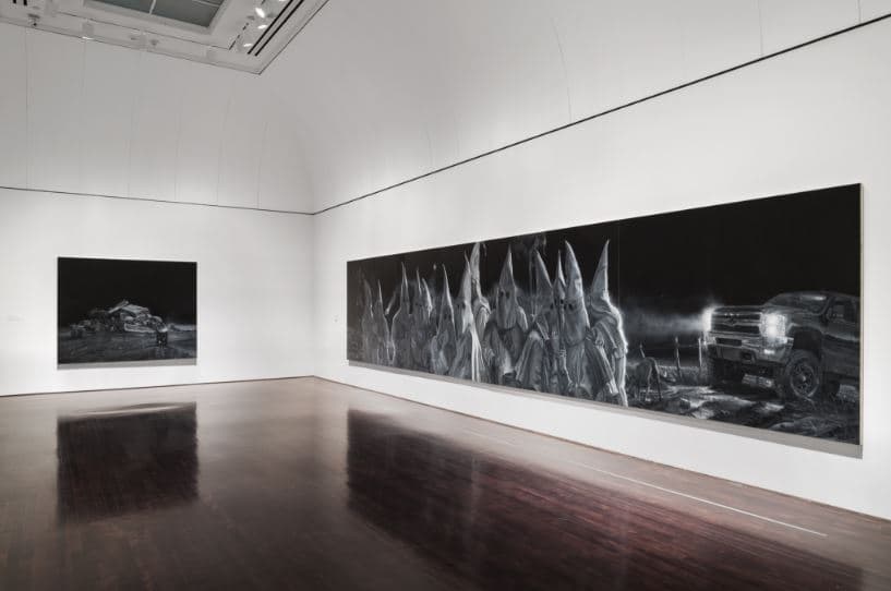 Installation view of Vincent Valdez: The City at the Blanton Museum of Art, The University of Texas at Austin, 2018. Purchase through the generosity of Guillermo C. Nicholas and James C. Foster in honor of Jeanne and Michael Klein, with additional support from Jeanne and Michael Klein and Ellen Susman in honor of Jeanne and Michael Klein, 2017. © Vincent Valdez (Photo courtesy of the Blanton Museum of Art)