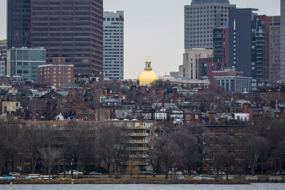 The gold dome of the Massachusetts State House on Beacon Hill (Jesse Costa/WBUR)