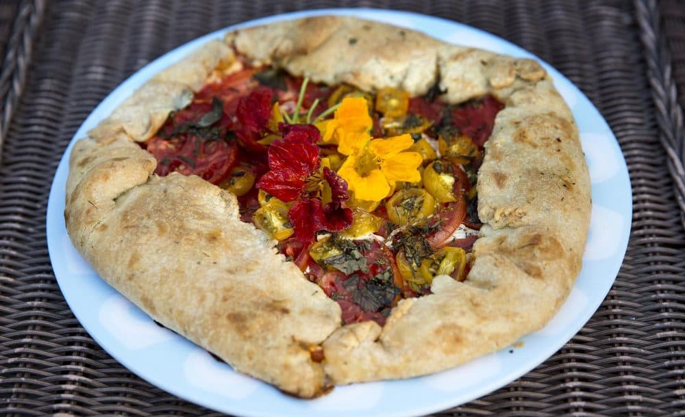 Summer tomato and herb galette, from chef Kathy Gunst. (Robin Lubbock/WBUR)