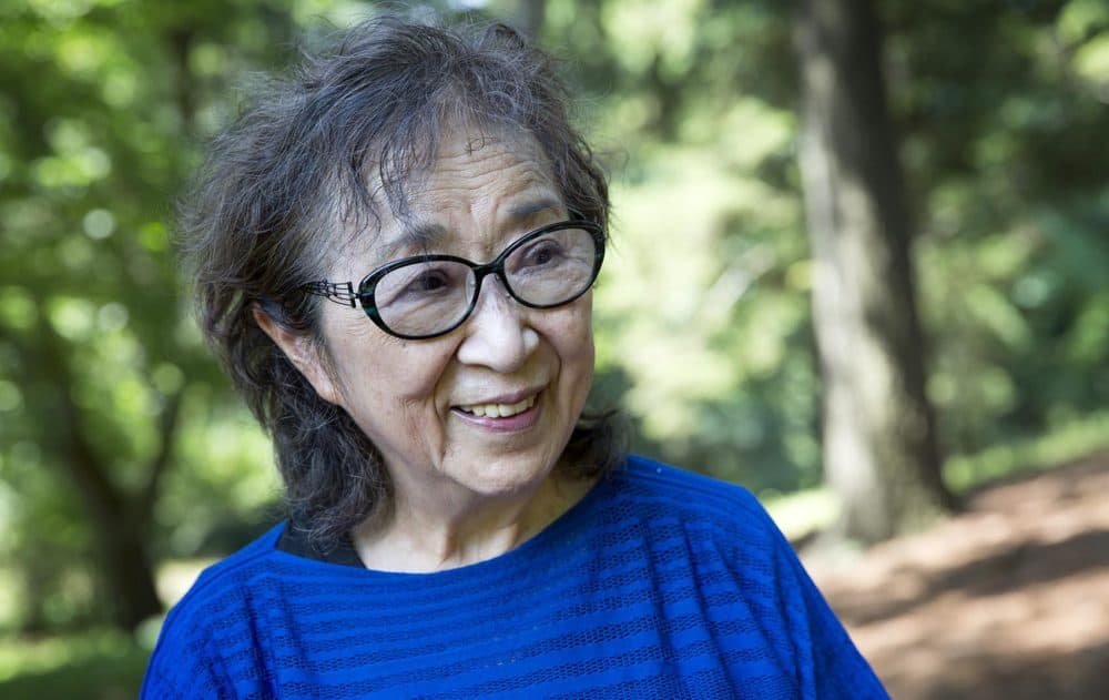 Contemporary artist Fujiko Nakaya at the Arnold Arboretum in Boston. (Robin Lubbock/WBUR)