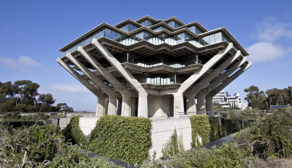 The exterior of The Geisel Library, designed by architect William Pereira, on the campus of the University of California-San Diego in San Diego. (Lenny Ignelzi/AP)