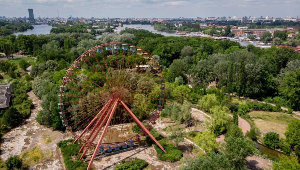 An elevated view shows a Ferris wheel at the abandoned former GDR pleasure ground Spreepark. (Kay Nietfelt/AFP/Getty Images)