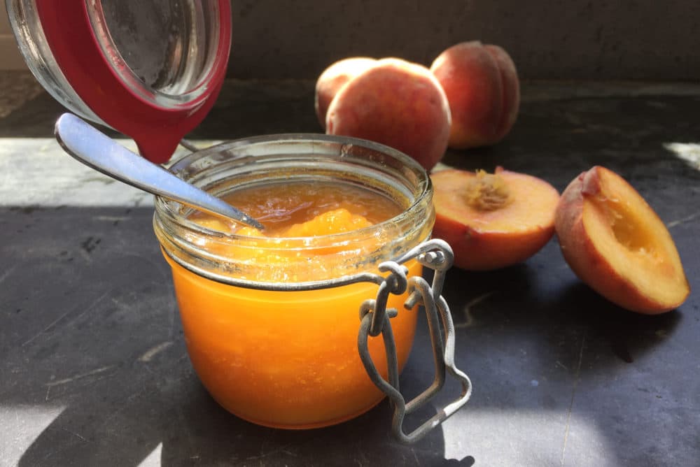 Chef Kathy Gunst's summer peach jam. (Kathy Gunst for Here &amp; Now)