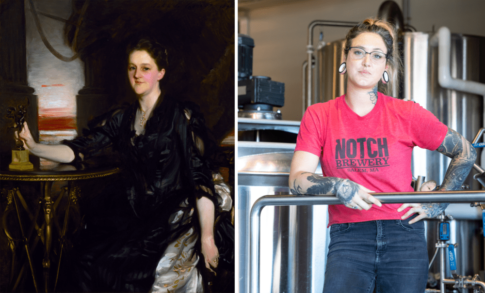 John Singer Sargent's painting of Sara Lawrence Brooks alongside brewer Brienne Allan. (Courtesy Bob Packert/Peabody Essex Museum)