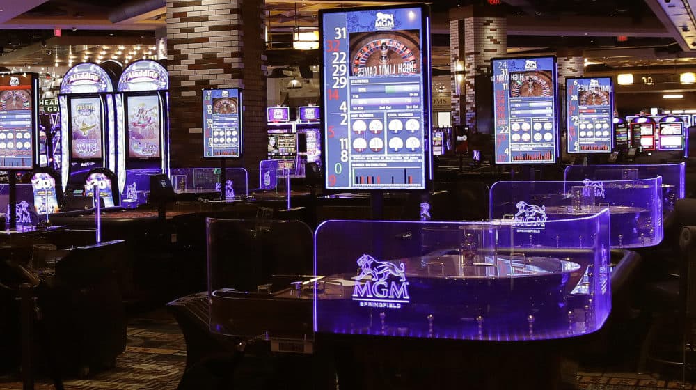 This photo shows the gaming floor during a preview tour at the MGM Springfield casino. (Charles Krupa/AP)