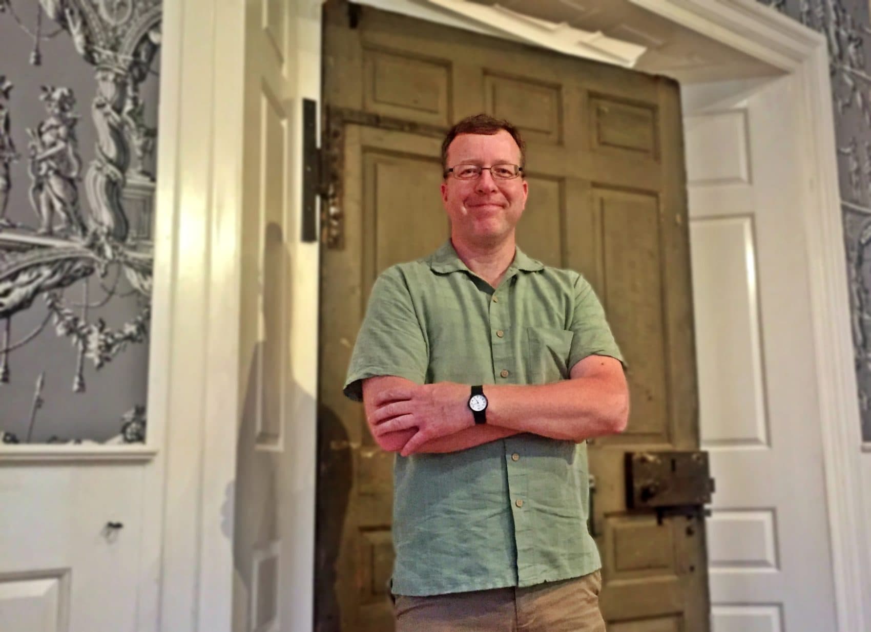 Patrick Gabridge with Hancock Door. (Courtesy: Old State House)