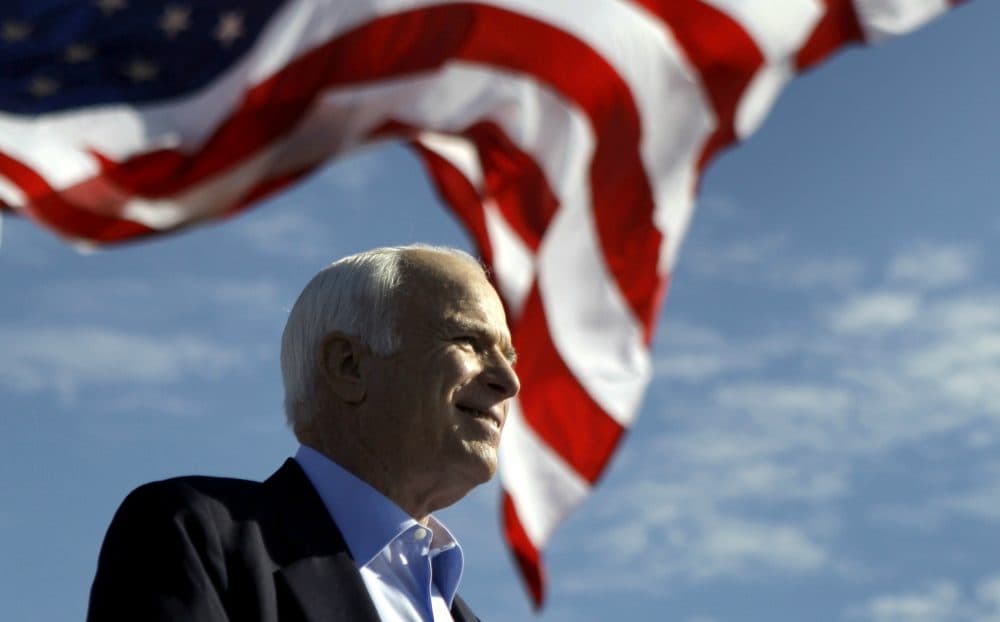 Sen. John McCain, R-Ariz. speaks at a rally outside Raymond James Stadium in Tampa, Fla., Monday, Nov. 3, 2008. (Carolyn Kaster/AP